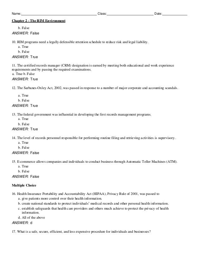 Records Management 10th Edition Read Test Bank