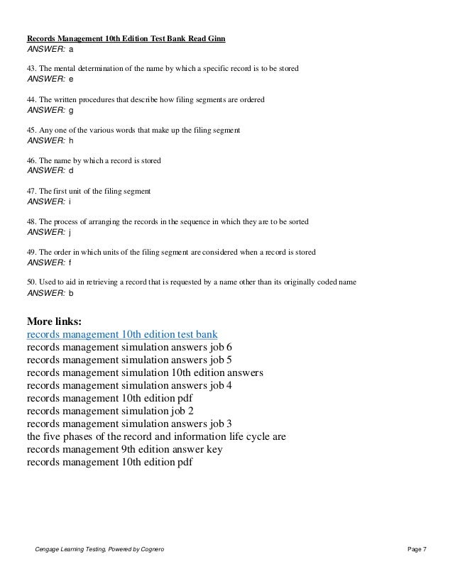 Records management 10th edition test bank read ginn