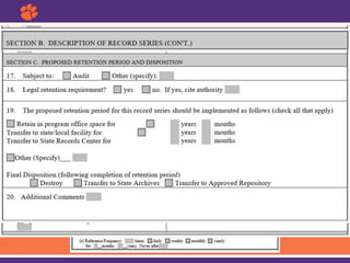Understanding the Records Inventory Form
 
