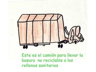 Este es el camión para llevar la basura  no reciclable a los rellenos sanitarios   