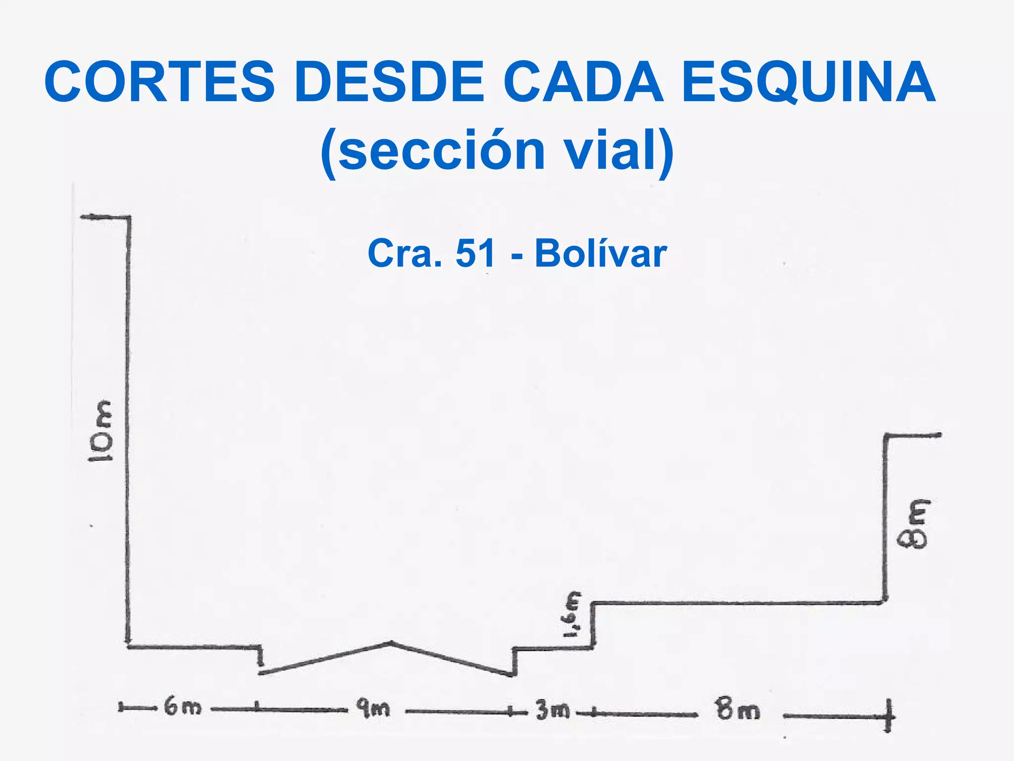 CORTES DESDE CADA ESQUINA (sección vial) Cra. 51 - Bolívar 