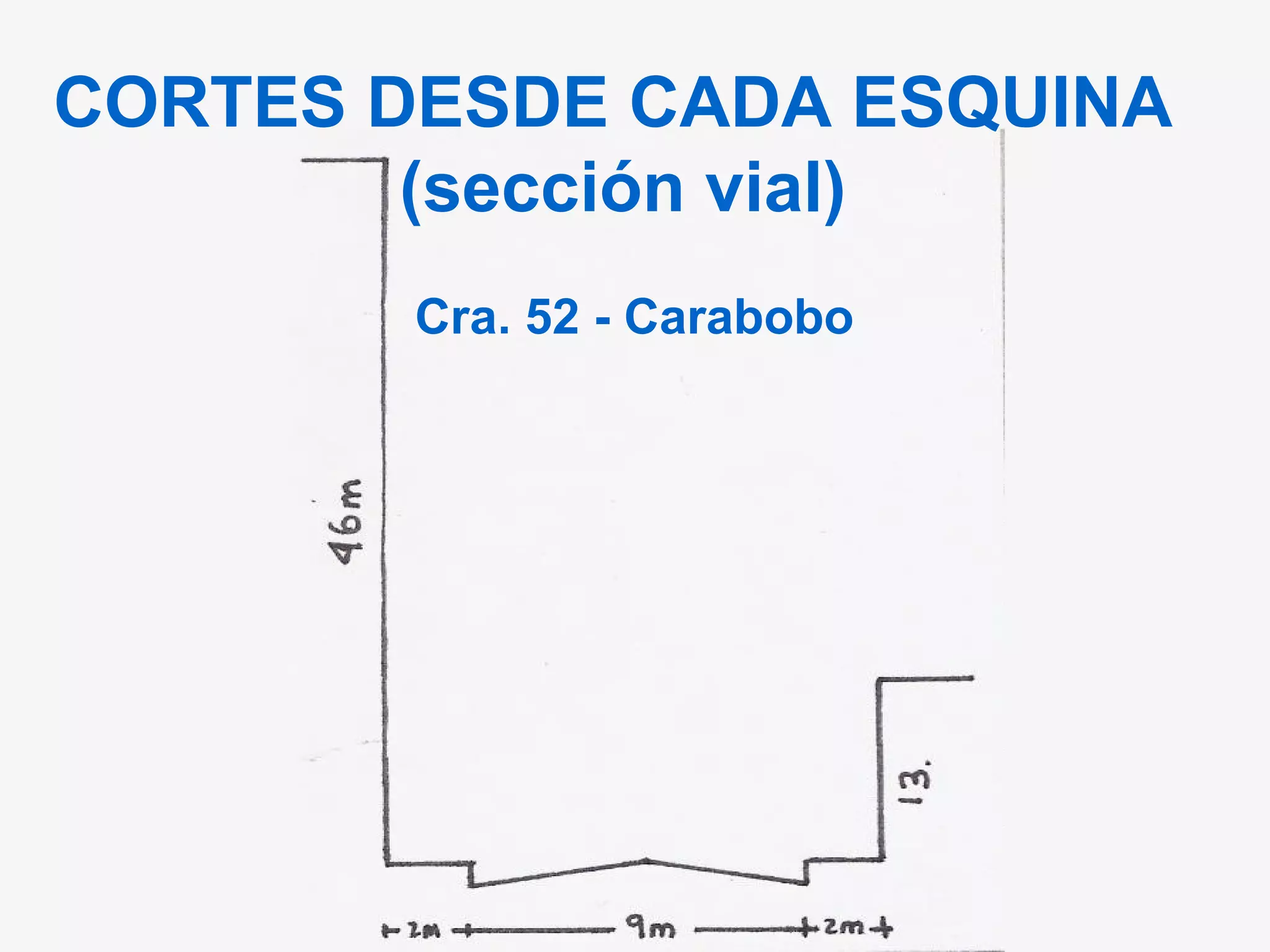 Cra. 52 - Carabobo CORTES DESDE CADA ESQUINA (sección vial) 