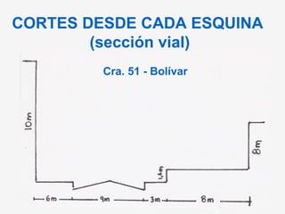 CORTES DESDE CADA ESQUINA (sección vial) Cra. 51 - Bolívar 