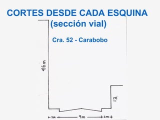 Cra. 52 - Carabobo CORTES DESDE CADA ESQUINA (sección vial) 