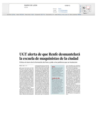 12/09/13DIARIO DE LEON
LEON
Prensa: Diaria
Tirada: 15.136 Ejemplares
Difusión: 13.135 Ejemplares
Página: 7
Sección: LOCAL Valor: 763,00 € Área (cm2): 130,0 Ocupación: 26,77 % Documento: 1/1 Autor: M.C.C. / A.C. | LEÓN Núm. Lectores: 156000
Cód:74072340
 