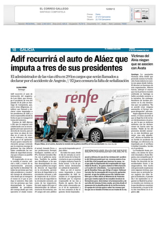 12/09/13EL CORREO GALLEGO
SANTIAGO COMPOSTELA
Prensa: Diaria
Tirada: 27.472 Ejemplares
Difusión: 22.735 Ejemplares
Página: 18
Sección: REGIONAL Valor: 2.547,00 € Área (cm2): 625,9 Ocupación: 75,79 % Documento: 1/1 Autor: Núm. Lectores: 70000
Cód:74067262
 