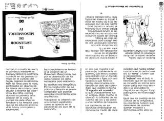 ('; L L OLIO!:!
6L 'was
£ 'w!a
-OU!PUj S810Je+01sOJnW oJue+
'Oll:lUO ep sOJ+ew9l 0 9 ep A
06JOI ep SOJ+ew 09 0 O£ ep
u91suep<e oun ep OJe 01J06n!
omd 0ll:lUO:l 0 odwO:l Ie
'soldwe+ SOl 0 oxeuo oqo+S3
·0:llU9dllleJd oJn+ln:l 01 ep
sepopnp SOl ep SOll:lnW ue
UOJejAn+0 o+Oed ep 06en! 13
·06en::l lep sOlP lep
SOUJOpOSOlOJod UOJozlI!+nenb
SOl uos U9j:lOJ!WPO oposno:l
UOll enb sOJn+ln:lSe SOl
.£ l Ie enb JOIOA
s9w ep OJJPoun OpOJ+uO:lue
0ll es ou sO:le+odoz
seuopd]J:lsuj SOl ue '(soAow
SOlUOPOll 01 OWO:l) so+und A
en oro que muestra a un
personaje, posiblemente un
guerrero, que leva la cabeza
resguardada con un tocado
de serpiente 0 tigre, con una
tapaboca que tiene los
dientes descarnados, hay
tambien un dato del calen-
dario que registra la fecha
"5 lagarto sol comido"
10 que probablemente fue
un eclipse, atrajo mucho la
atenci6n la brillantez de las
cuentas de oro y las perl as
y unas tablillitas de turquesa.
Los zapotecas, en sus
esculturas simbolizaban los
numeros por medio de rayas
12
,
,
,
,
,
,
,
,
,
,
,
,
,
,
,
,
,
,
,
,
,
,
,
,
,
,
,
,
,
-------------------------------sSlqoa opun5ss ----~-------------------------------------------------------------------------------------------
campo, la cacerra, la pesca,
el comercio mediante el
trueque, fabricar la cer6mica,
combatir en las guerras. La
mujer en el cuidado del
hogar, preparar los alimentos,
tejer las fibras para la ropa,
participaba en algunas de
las faenas del campo, como
ayudar a levantar las cose-
chas. Los ninos varones
durante los primeros anos
estaban en la casa, al
cumplir los siete anos los
lIevaban a los templos para
que se les educara para su
vida futura, como jefes 0
sacerdotes.
Sus conocimientos les Ievaron
a la creaci6n de un
Calendario Ceremonial, que
por la observaci6n de los
astros tuvieron los datos
necesarios para elaborarlo.
Su escrittura era ideogr6fica.
Por la construcci6n de sus
palacios y templos se puede
comprobar que poseran
elevados conocimientos sobre
arquitectura.
Trabajaban 10 orfebrerra de
una manero esplendida
como 5e aprecia en el
pectoral de oro pure de la
ilustraci6n.
e+ueln6!s ouoyow 01 0 'UOJAIA
epuop OZOll:l 01 opuoepoJ
On:l~:l un ue oz!ue:l uoq06eJ
'opou 0Ylu un opuon:)
revisaban que hue lias estaban
marcadas en la ceniza y ese
era su "tona" 0 totem que
Ie representarra.
EI "nahual" era el brujo 0
hechicero que en las noches
se convertra en animal para
hacer dano; eran muy temi-
dos y se procuraba no
disgustarlos en ninguna forma
para que no les hiciera algun
mal.
Igual que los pueblos de las
culturas de la antigOedad,
los zapotecas tuvieron que
defenderse de quienes
querian invadirlos y
dominarlos, entre ellos los
5
 