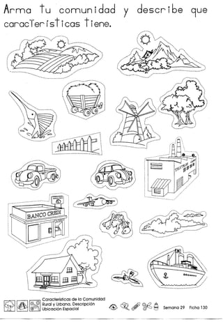 Arma tu comun idad y descr ibe 9ue
caracTerrsticas tiene.
~_ .•~
.. -."
.•~~- .
,
:..•........................•................................... ;
.~ ..
( _ :
../ .
..-..-
,
.. .
.
,
,
...........
................. '
/ .
,
'..............................................
~ ~ ~
Caracteristicas de la Comunidad
~ ©Jr!£. Rural y Urbana, Descripci6n :If'':' ~ Af) @d2 A
~ @ J Ubicaci6n Espacial ~ ~. (ff7 ~ l::J Semana 29 Ficha 130
 