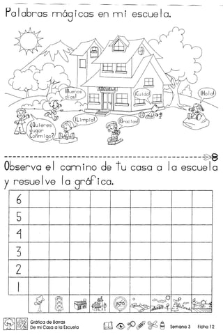 Polobros nn6gicos en nni escuelo.
----------------------------------------------~
Observo e I com ino de tu coso 0 I0 escue 10
y resuelve 10 gr6Pico.
I I I
6
5
~
3
2
I
q
~I~IGrafica de Barras
[lfJ De mi Casa a la Escuela ro ~;P, ~ ~Semana 3 Ficha 12
 