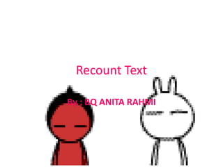 Recount Text
By : BQ ANITA RAHMI
 
