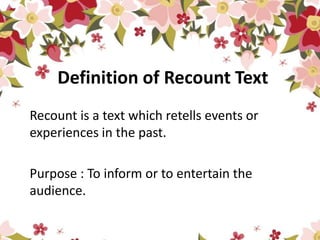 Recount text (My idol) Dhea novitasari | PPTX