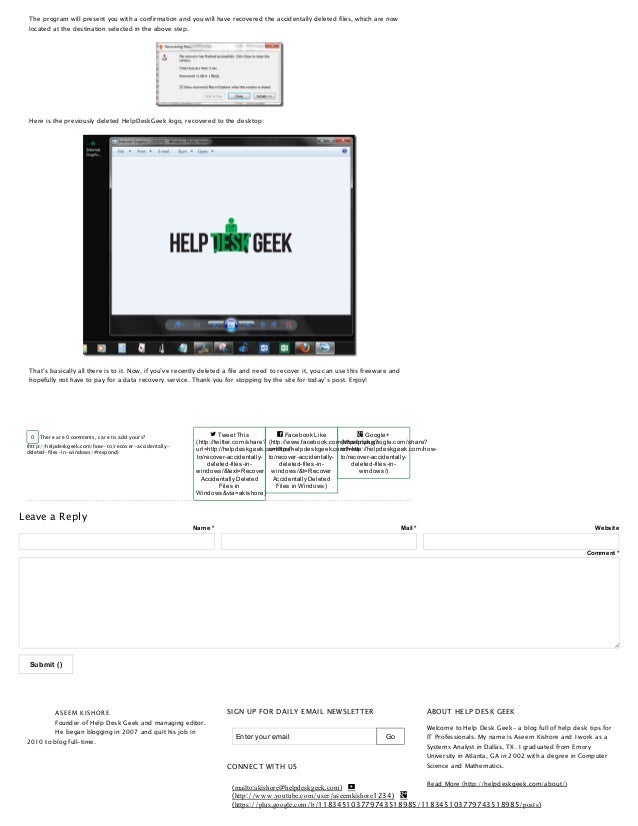 Recover Accidentally Deleted Files In Windows Help Desk Geek