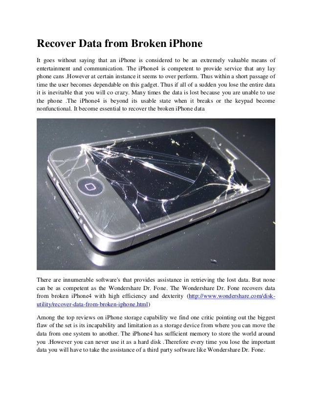 Come Recuperare I Dati Di Un Iphone Rotto