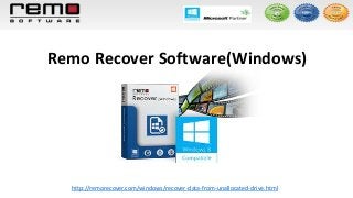 Remo Recover Software(Windows)
http://remorecover.com/windows/recover-data-from-unallocated-drive.html
 