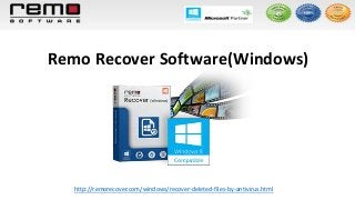 Remo Recover Software(Windows)
http://remorecover.com/windows/recover-deleted-files-by-antivirus.html
 