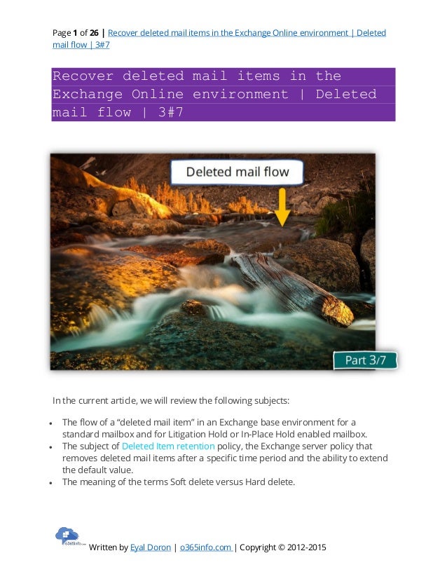 Recover Deleted Mail Items In The Exchange Online Environment Delet 