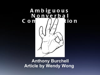 [object Object],Anthony Burchell Article by  Wendy Wong   