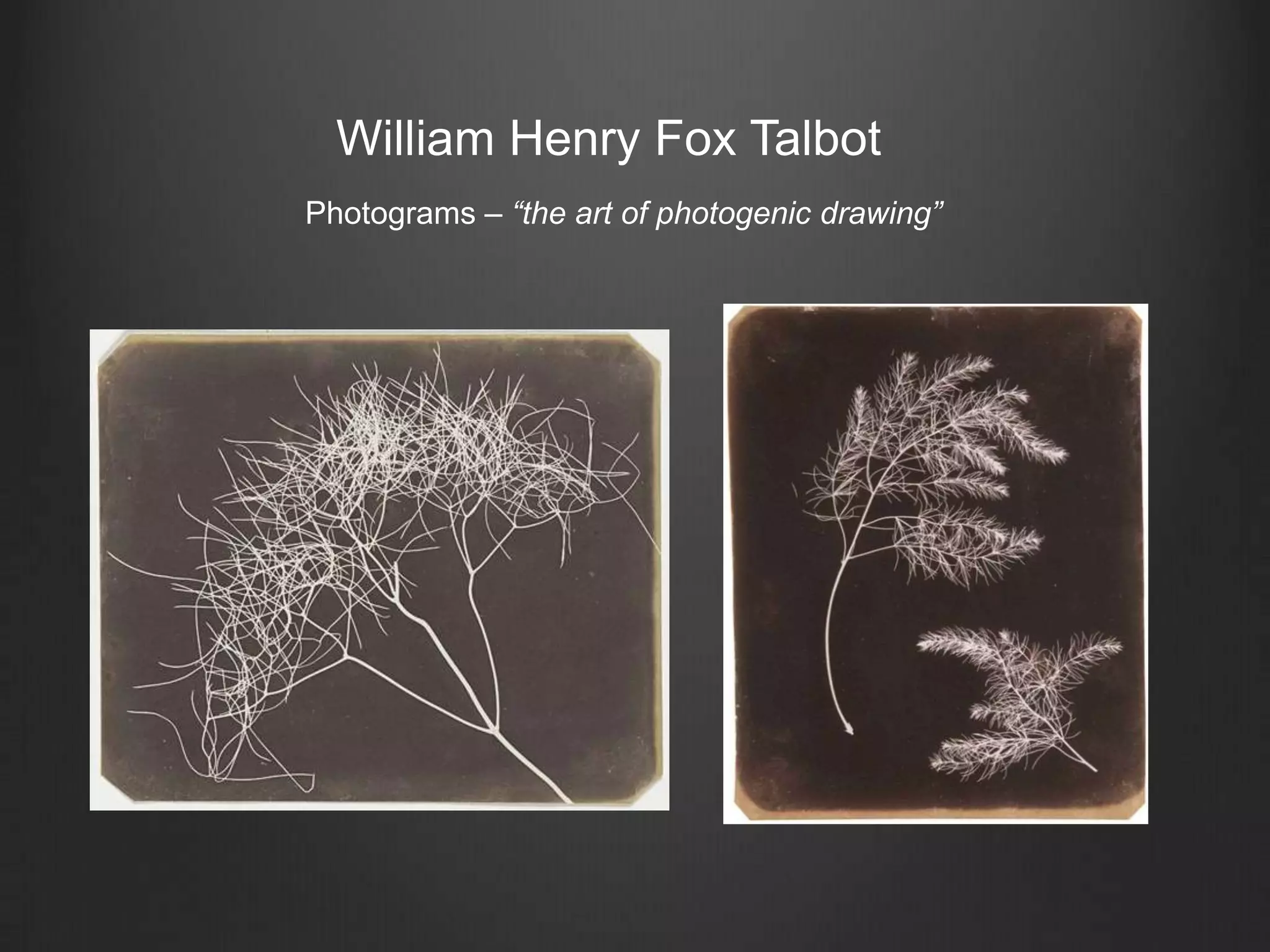 William Henry Fox TalbotPhotograms – “the art of photogenic drawing”