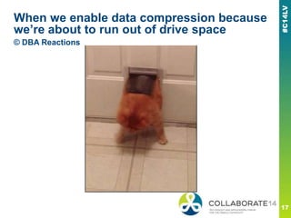 When we enable data compression because
we’re about to run out of drive space
© DBA Reactions
 