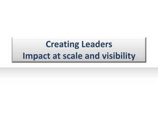 Creating Leaders
Impact at scale and visibility
 