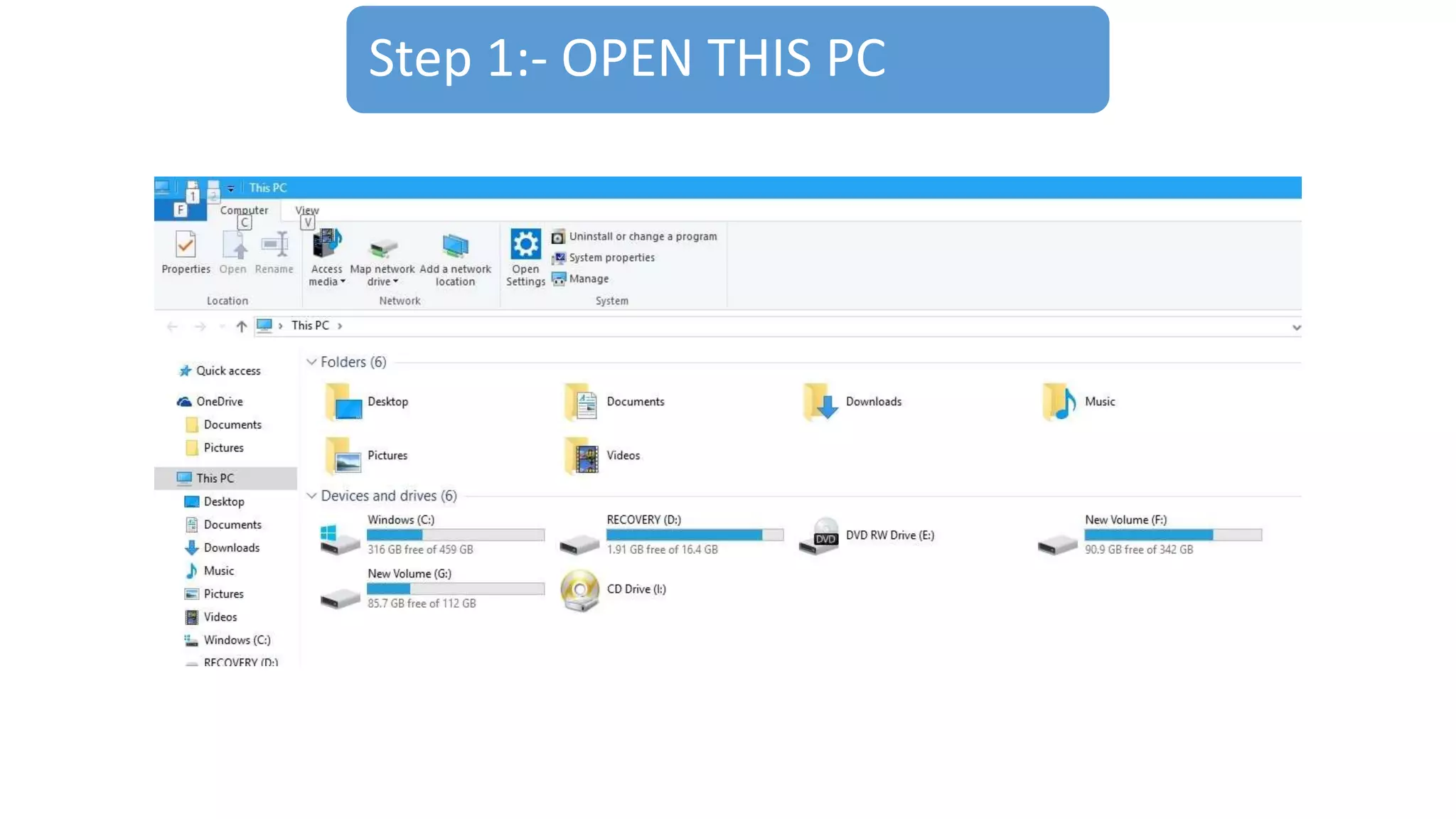Step 1:- OPEN THIS PC
 