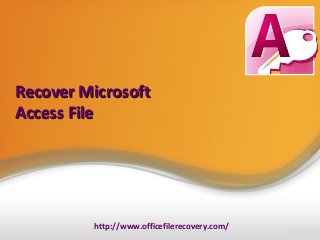 Recover Microsoft
Access File

http://www.officefilerecovery.com/

 