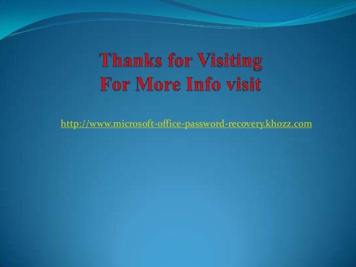 Recover Office 2010 Password