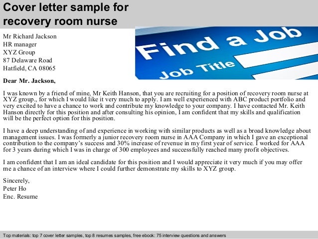 Recovery room nurse cover letter Recovery room nurse cover letter