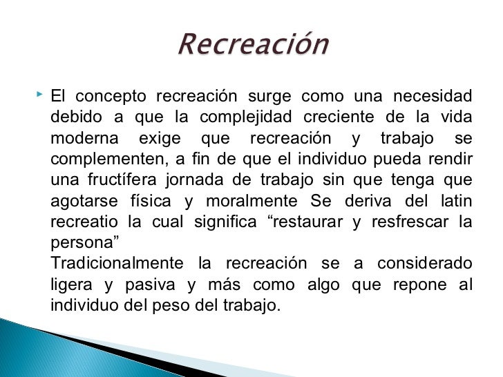 Recreacion y tiempo Libre
