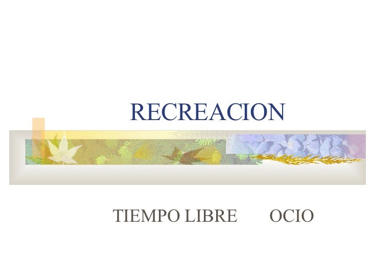 Recreación, tiempo libre y ocio Recreación, tiempo libre y ocio