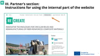 III. Partner’s section:
Instructions for using the internal part of the website
1
 