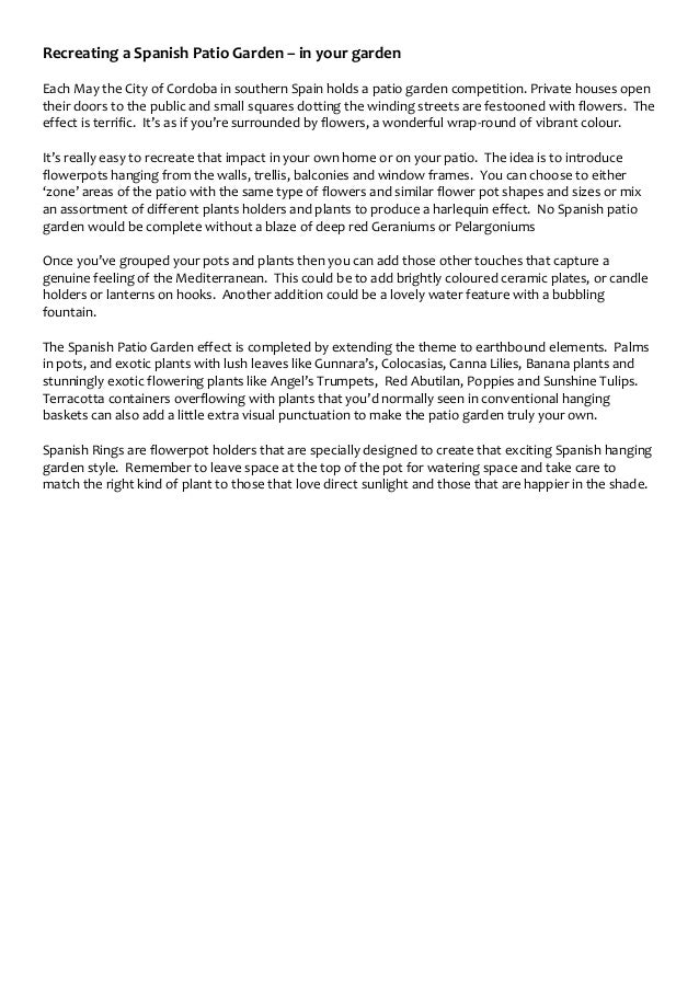 Recreating a spanish patio garden