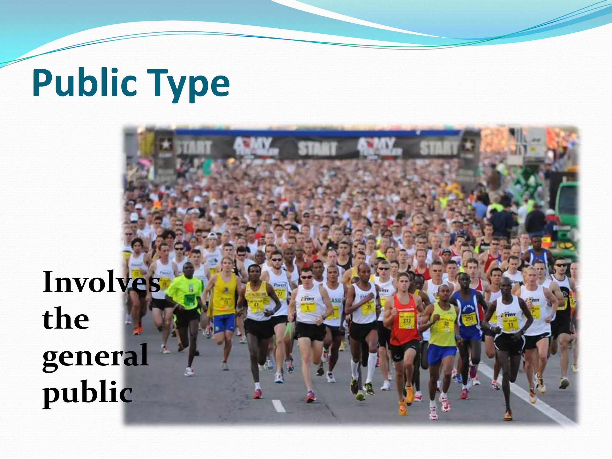 Public Type
Involves
the
general
public
 