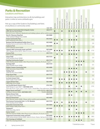 R E G I S T R AT I O N S TA R T S DAT E ?
Table of Contents
Parks  Recreation
	 Park locations and hours........... 2
	Camps...................................... 3	
	Aquatics................................. 20	
	Dance..................................... 30	
	Fitness.................................... 36	
	 Martial arts............................. 38	
	Preschool............................... 40	
	 Special interest....................... 45	
	Sports.................................... 46	
	 Adults 50+.............................. 53
Library  Cultural Arts..................... 60
	
How To Register.............................. 70	
 