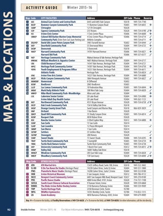 91
TENNIS
ADULT TENNIS LEAGUES
USTA
Leagues
These adult leagues are all about teams, camaraderie,
great fun and competitive matches. Matches are played in
Irvine and throughout Orange County on weekends.
The matches are set up according to NTRP Divisions.
Players cannot play below their NTRP rating. Teams
carry 12 to 20 players; register team on the USTA web-
site national.usta.com. Players must have a NTRP rating
and a current USTA Membership; visit usta.com. More
info: tennis@cityofirvine.org or 949-724-6617.
18 and Over Mixed Doubles
League Begins: January 9
Registration Deadline: January 2
Enroll in Course: #162902
Fee: $30
Three Mixed Doubles lines with men and women playing on the
same team; using the NTRP rating combo system of 6.0-10.0.
40 and Over Singles and Doubles
League Begins: January 16
Registration Deadline: January 9
Enroll in Course: #162904
Fee: $34
Two Singles and Three Doubles lines with men and women
playing in separate teams; Players must be 40 years old. NTRP
Divisions: 3.0-4.5.
Flexible Tennis League–
Singles, Doubles, andNEW
Mixed Doubles
Stay active by playing tennis on your own time. Player’s
schedule matches against each other on mutually agreed
times with the league coordinator who will group players
of the same level together. Format includes singles, dou-
bles or mixed doubles matches. The schedule includes four
matches per session followed by season playoffs. Levels
offered are 3.0, 3.5, 4.0  4.5. Contact League Coordinator
Elena at 818-940-8880 or myownbus@aol.com.
League Runs: January–March
Enroll in Course: #162935 (Singles);
#162936 (Doubles);
#162937 (Mixed Doubles)
Fee: $25
Irvine U.S. Tennis
Association (USTA)
and World Team
Tennis (WTT) Leagues
League staff will do their best to place individuals onto
teams; however, placement is not guaranteed. Indi-
viduals not placed will be waitlisted. If not placed on a
team by the third week, fees paid will be transferred to
the following season or refunded. Note: the NationalTen-
nis Rating Program (NTRP) is the official system for de-
termining the levels for league competition. The City of
Irvine requires players who do not know their NTRP play-
ing level to take an NTRP rating clinic. Call 949-724-6617
or email tennis@cityofirvine.orgto schedule your clinic.
Fee: $18/hour; $25/1.5 hour. Private clinics are available
with Coach Ruben for $65/hour.
WTT Coed Spring Tennis League
Recreational League for adults is for teams with a mini-
mum of three men and three women. A match consists of
five no ad sets, and includes one set of men’s and women’s
singles and doubles, and one set of mixed doubles. Win-
ners can advance to a National Qualifier. New players must
send info (home address, email, cell number and NTRP
rating) to tennis@cityofirvine.org. Division schedule:
Tuesday–3.0, Wednesday or Thursday–3.5 to 4.5.
NEW NTRP Division 5.0 and above X-Team format will
be on Mondays. Each match consists of men’s singles,
women’s singles and mixed doubles,10-game pro sets each.
League Begins: Week of February 7
Registration Deadline: February 2
Enroll in Course: #162905 (Division 3.0–4.5)
#162906 (Division 5.0 and above)
Fee: $60
League Withdrawal Procedure
Requests must be received 10 days prior to the league
start date for the $5 withdrawal fee to apply. Requests
receivedbetweenoneandninedayspriortothestartdate
will be processed minus 50 percent of the enrollment fee
Withdrawals are not permitted once the league begins.
Call 949-724-6617 or email tennis@cityofirvine.org
with your request. Full refunds/credits are available when
leagues are canceled or changed by the City or Instructor.
For More Information: 949-724-6610 | irvinequickreg.org Winter 2015-16 Inside Irvine
AC T I V I T Y G U I D EWinter 2015-16
 