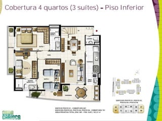 Cobertura 4 quartos (3 suítes) Piso Inferior 
 