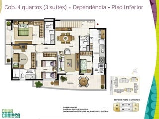 Cob. 4 quartos (3 suítes) + Dependência Piso Inferior 
 