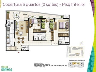 Cobertura 5 quartos (3 suítes) Piso Inferior 
 