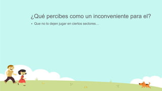 ¿Qué percibes como un inconveniente para el?
 Que no lo dejen jugar en ciertos sectores…
 