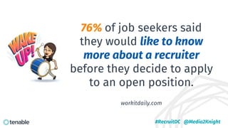 76% of job seekers said
they would like to know
more about a recruiter
before they decide to apply
to an open position.
wo...