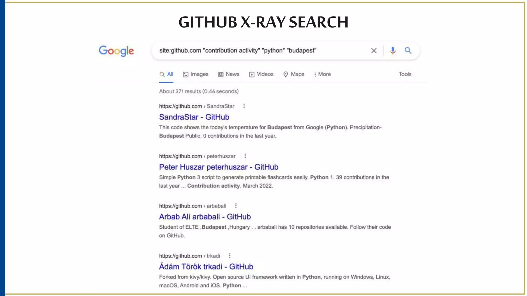 GITHUB X-RAY SEARCH
 