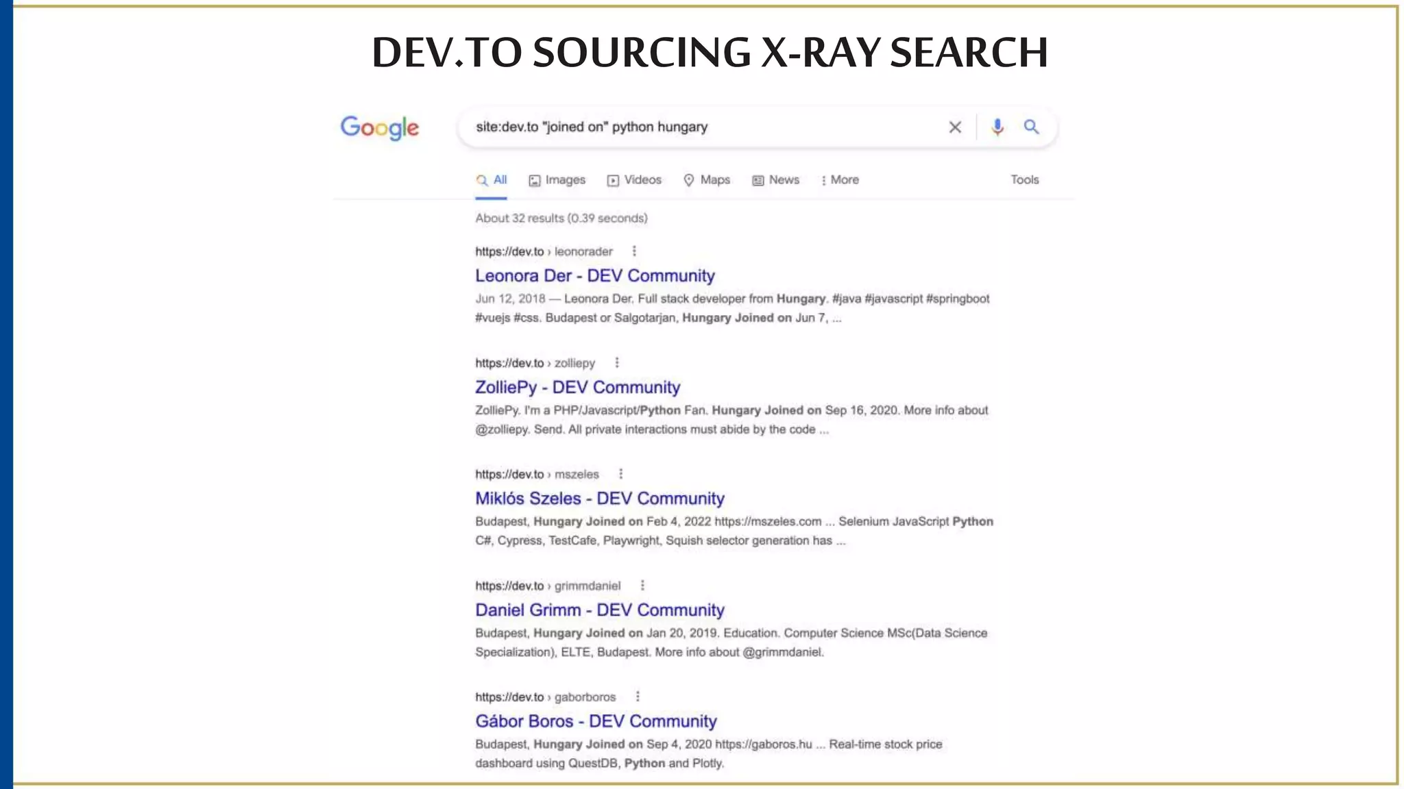 DEV.TO SOURCING X-RAY SEARCH
 