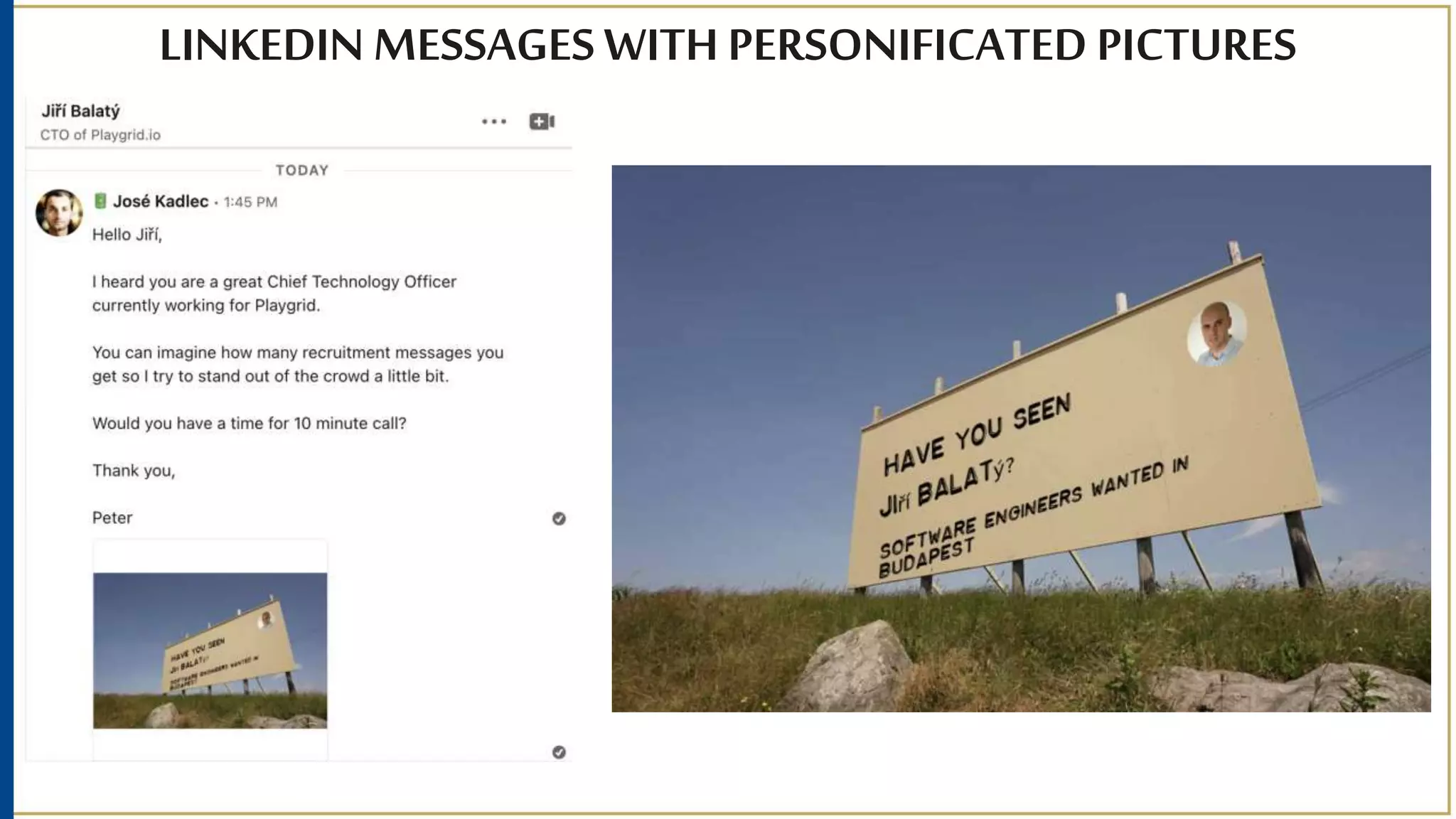 LINKEDIN MESSAGES WITH PERSONIFICATED PICTURES
 