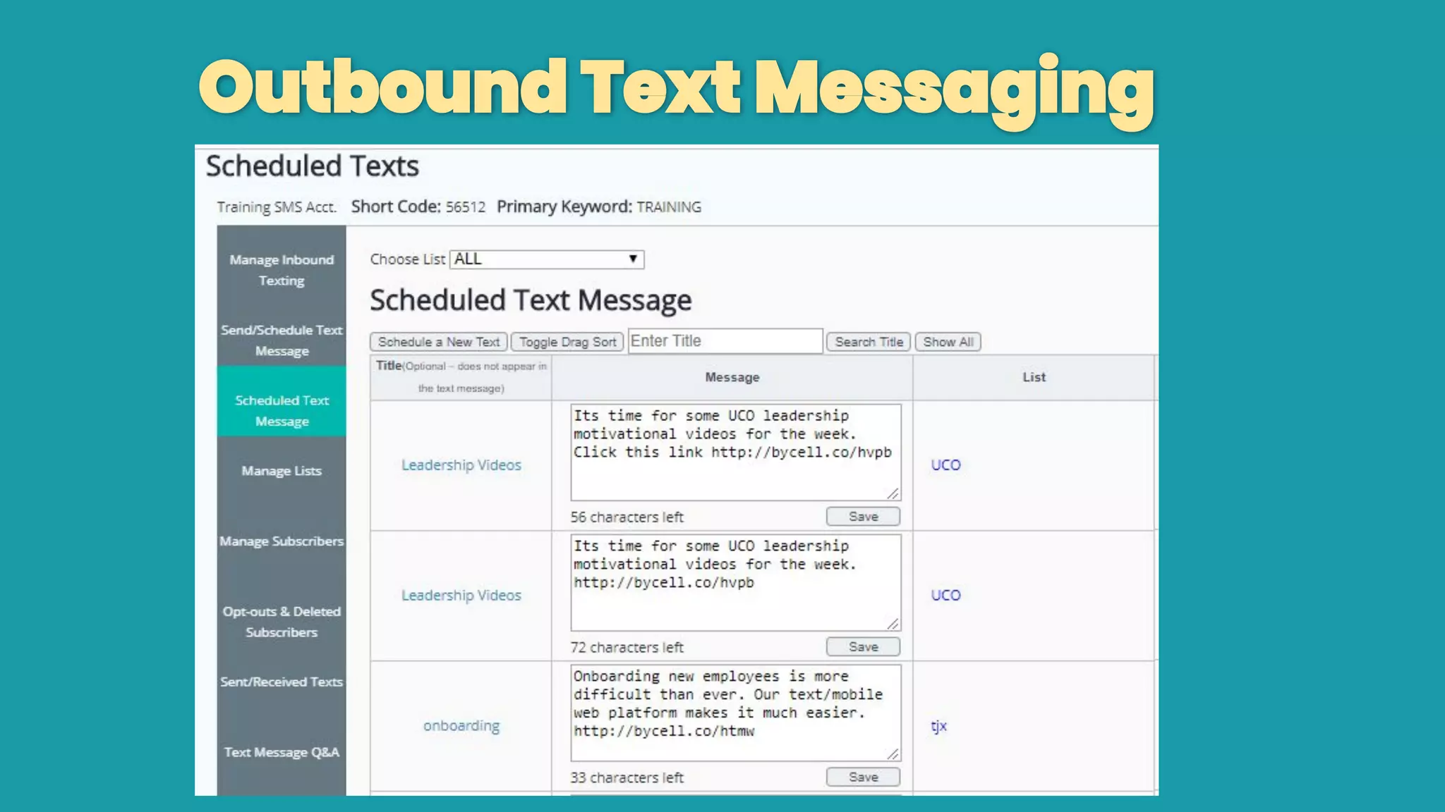 Outbound Text Messaging
 