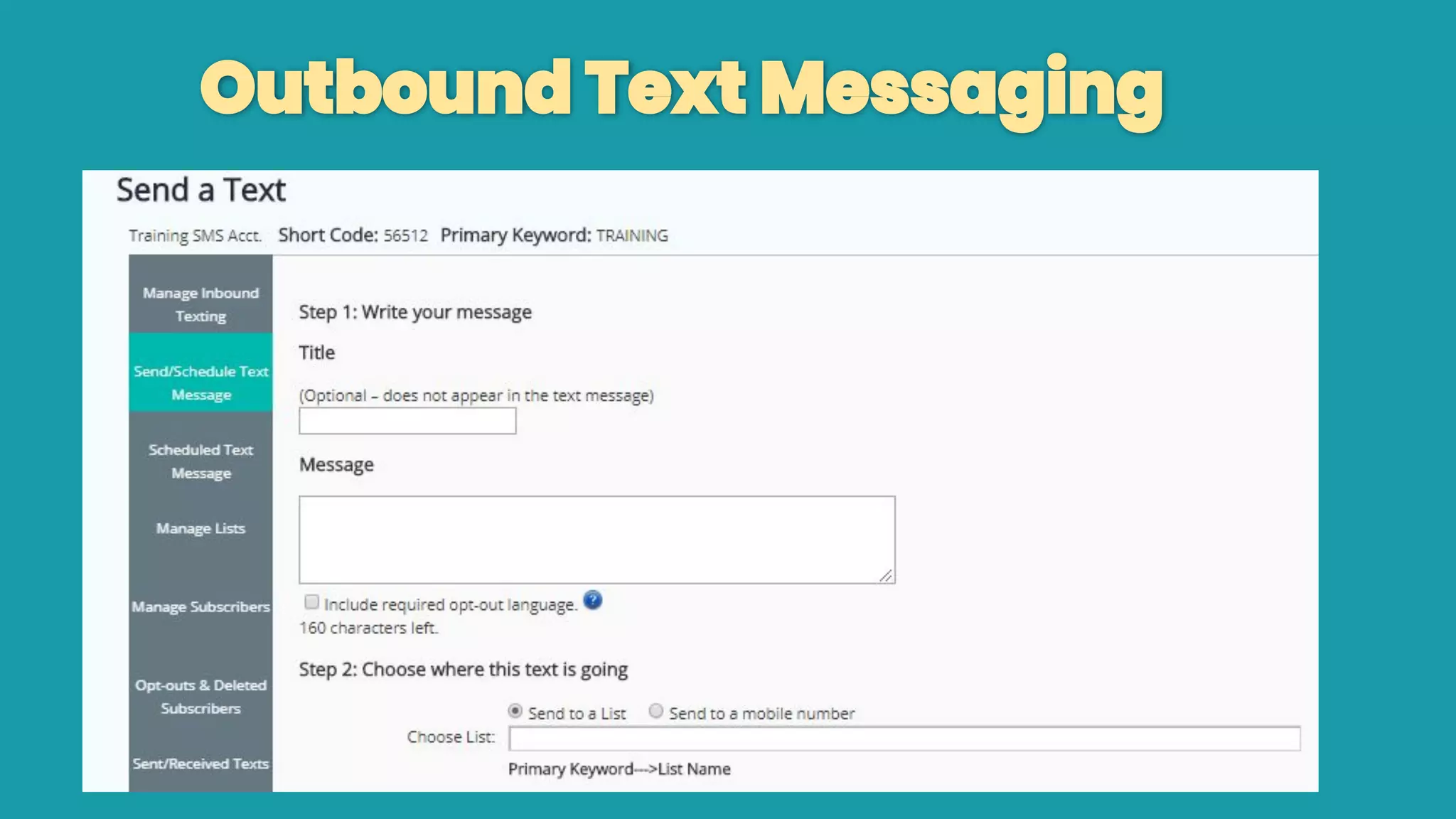 Outbound Text Messaging
 