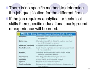 11
There is no specific method to determine
the job qualification for the different firms
If the job requires analytical...