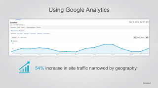 #intalent 
Using Google Analytics 
54% increase in site traffic narrowed by geography 
 