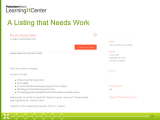 12
A Listing that Needs Work
 