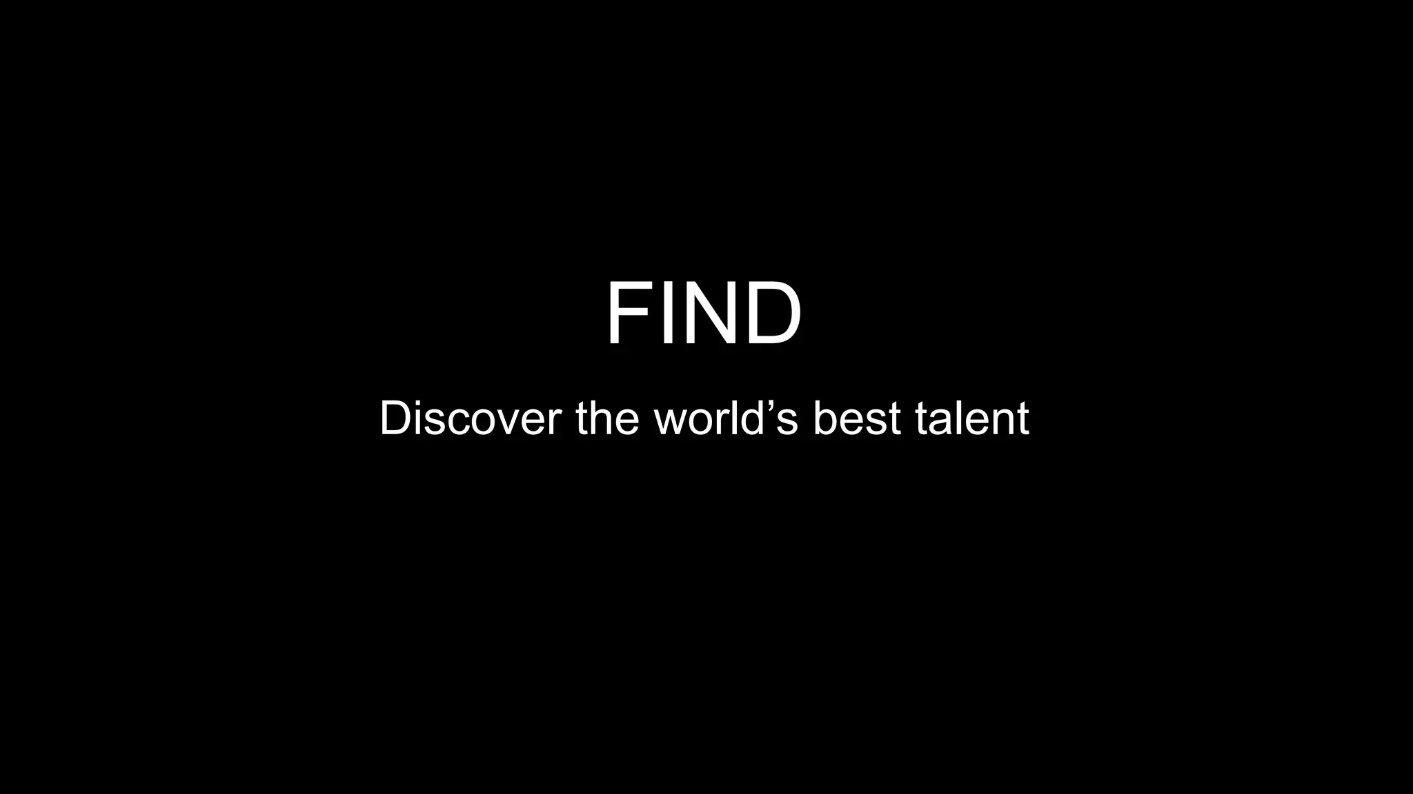 FIND
Discover the world’s best talent
 