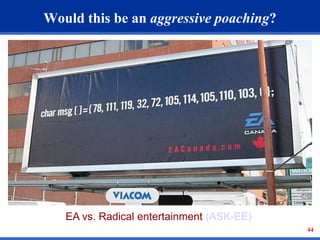 44 
Would this be an aggressive poaching? 
EA vs. Radical entertainment (ASK-EE) 
 
